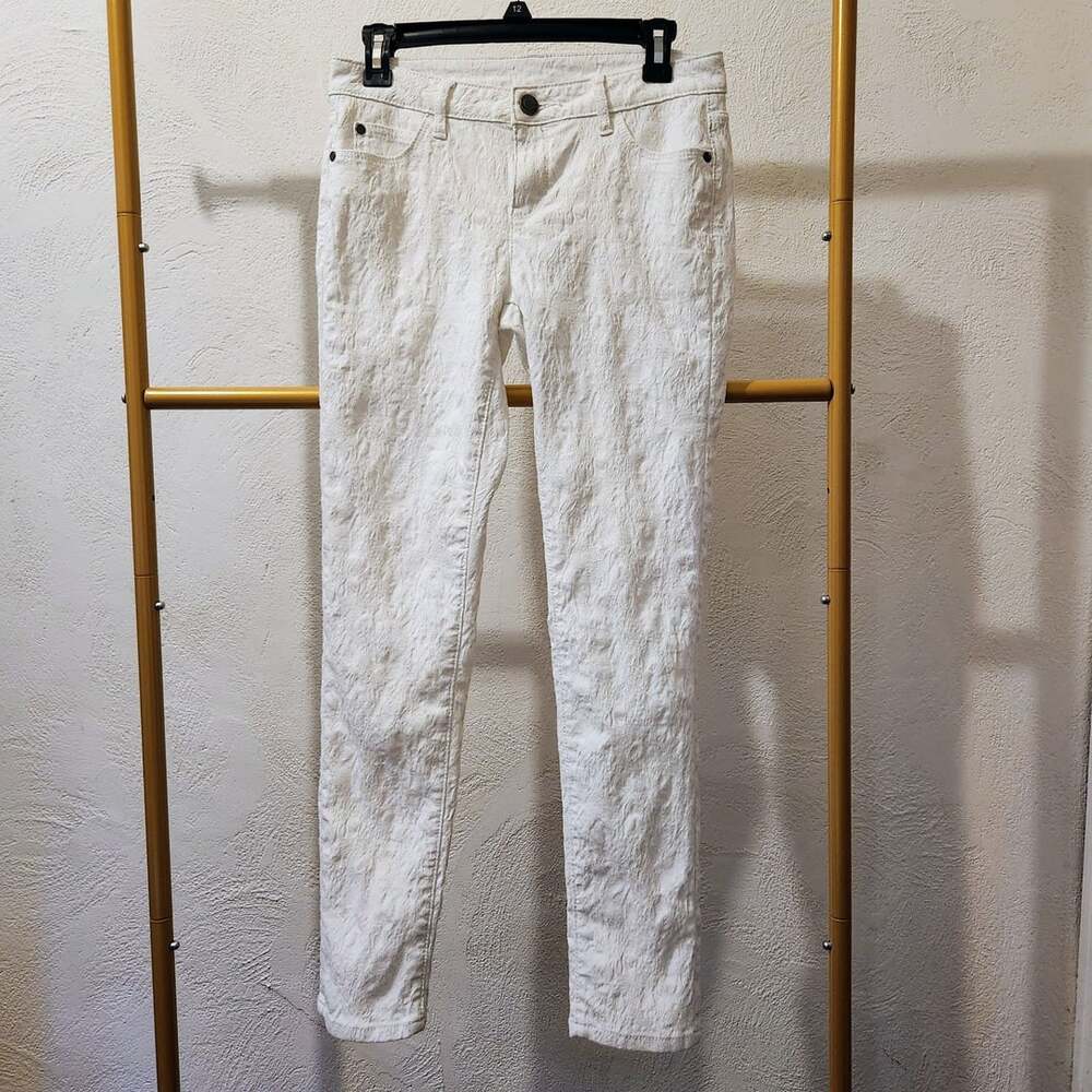 Simply Vera Wang Denim Jeans Size 4 White Textured Jacquard